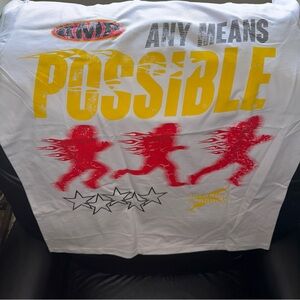 (Kai Cenat X AMP)White Graphic Tee with Red and Yellow Design #MAFIATHON3